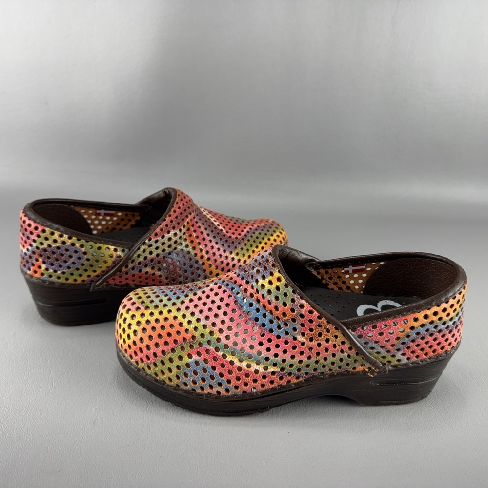 Sanita Original Danish Clogs Multicolored Clogs 36 US 6 Perforated Boho Festival